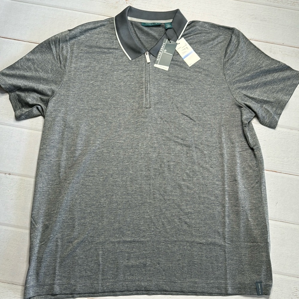 NWT - Perry Ellis Short Sleeve Zip Polo - Size XL